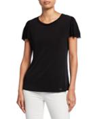 Ruffle Sleeve Crew-neck Top
