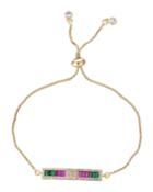 Rainbow Cubic Zirconia Adjustable Bracelet