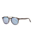 Men's Rainey Rectangular Top-bar Sunglasses, Gray/blue