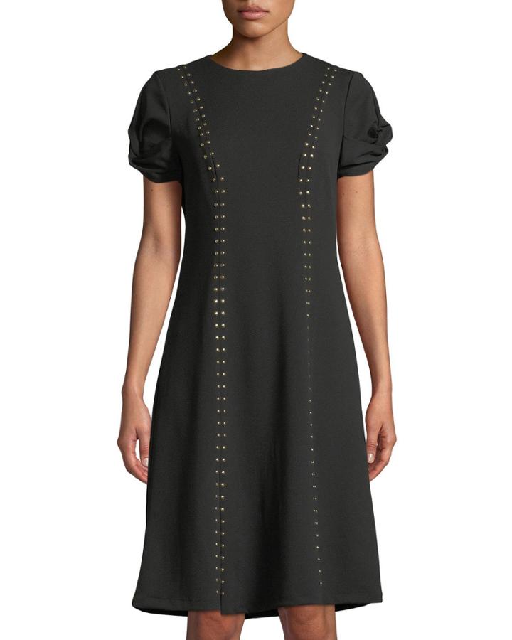 Stud-detail Ruffle-sleeve Dress