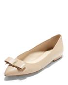 Elsie Bow Leather Skimmer Flats, Nude