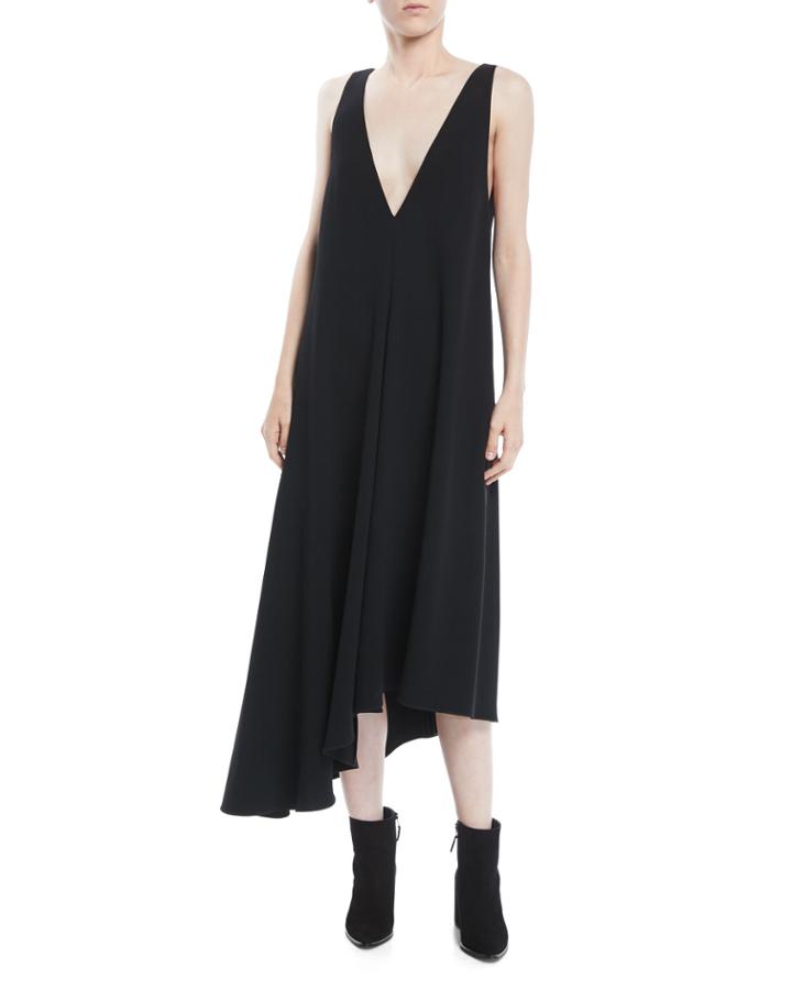 Asymmetric Sleeveless Midi Jumper Dress