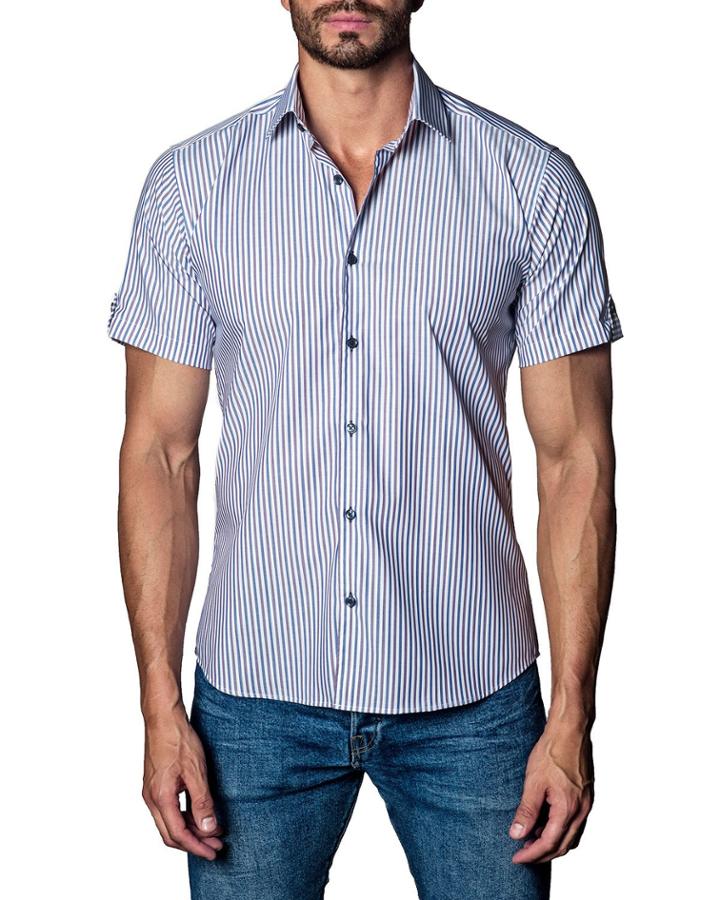 Semi-fitted Striped Short-sleeve