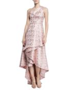 One-shoulder Jacquard High-low Gown
