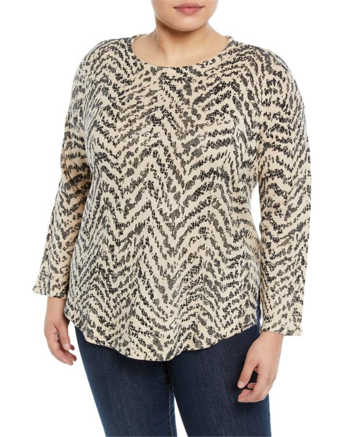Animal-print Chevron Knit Sweater,