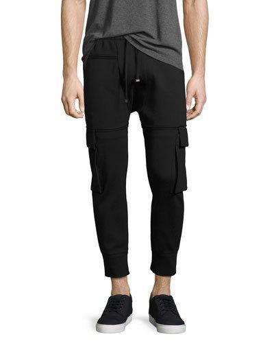 Skinny Cargo Jogger Pants, Black