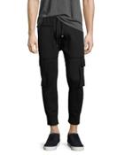 Skinny Cargo Jogger Pants, Black