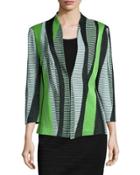 Wave-knit Jacket, Green/black/white