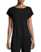 Short-sleeve Bateau-neck Jersey Top