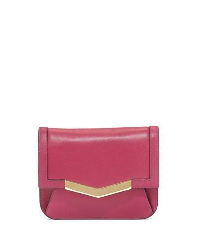 Calfskin Chevron-detail Belt Bag, Dahlia