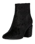 Blythe Velvet Zip-up Booties, Black