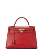 Vintage Rouge Box Kelly Satchel Bag, Red