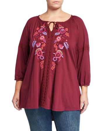 Plus Size Marcella Cotton Peasant Blouse