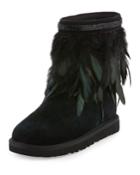Classic Short Feather-trim Boot, Black