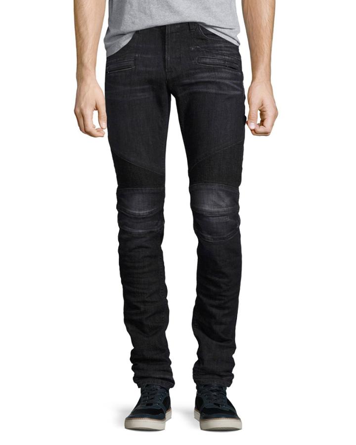 Men's Blinder Biker Skinny Jeans, Faded Black