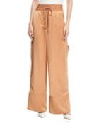 Smocked-waist Wide-leg Cargo Pajama Pants