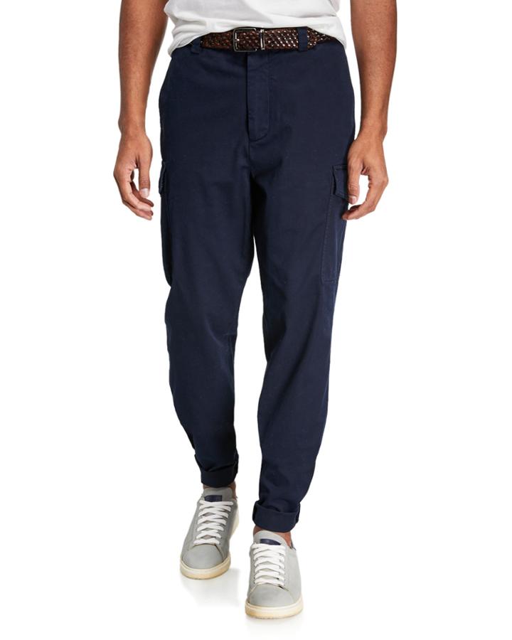 Men's Long Canvas Cargo Trousers