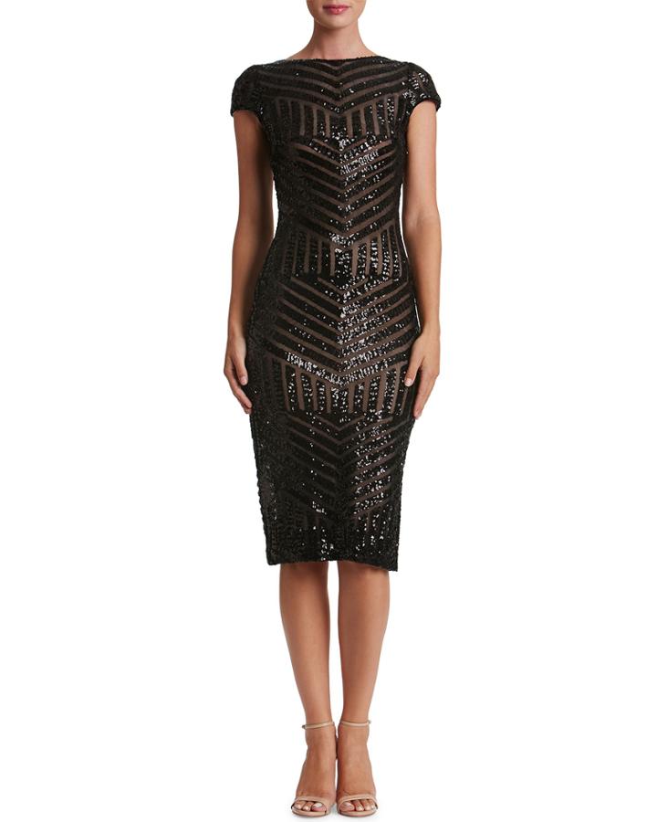 Katerina Cap-sleeve Shimmer Sheath Cocktail Dress