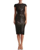 Katerina Cap-sleeve Shimmer Sheath Cocktail Dress