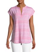 Split-neck Short-sleeve Ikat Tee