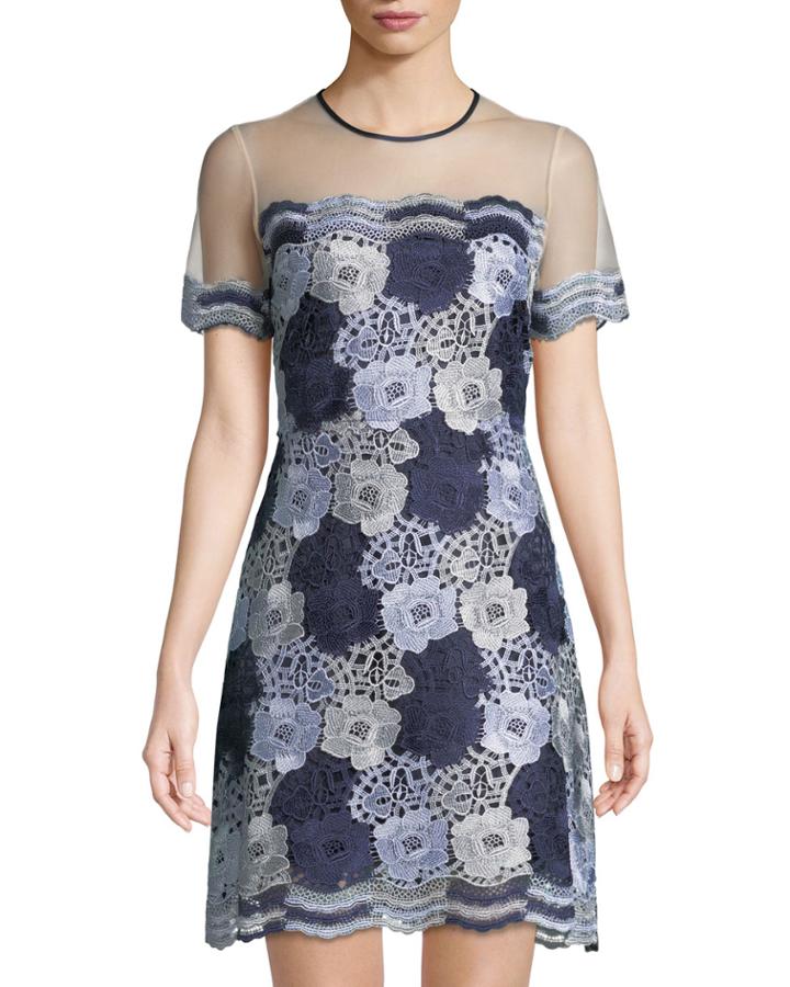 Two-tone Floral Lace Dress W/