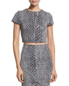 Latisha Snakeskin-print Cropped T-shirt,