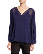 Soft Pleated High-neck Blouse