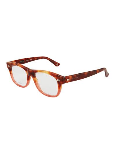 Square Acetate Optical Glasses, Brown/white