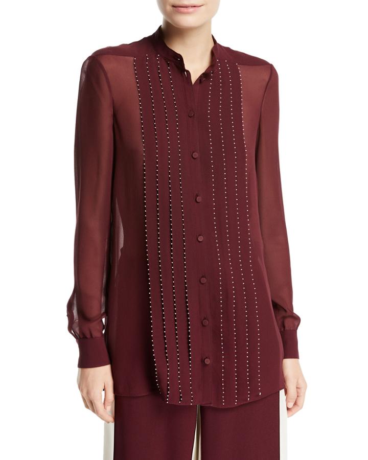 Long-sleeve Stitched Georgette Blouse
