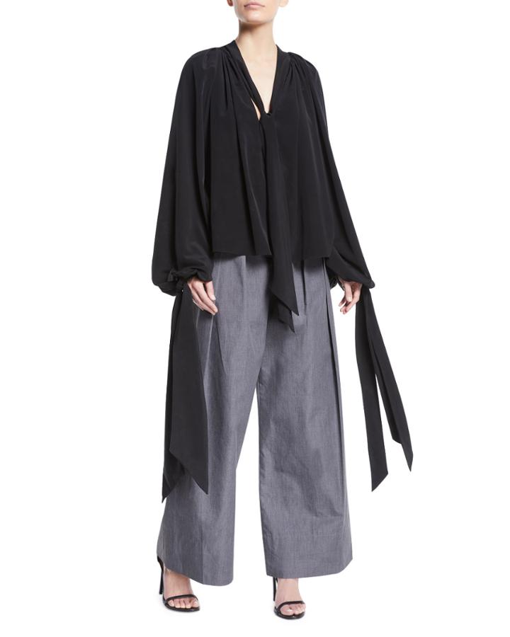 Gathered-collar Voluminous Blouse