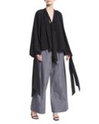 Gathered-collar Voluminous Blouse