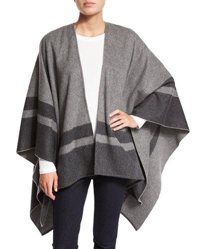 Stripe-border Wool Ruana