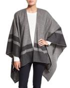Stripe-border Wool Ruana