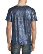 Painted Crewneck T-shirt, Blue/silver