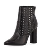 Hollis Studded Faux-leather Booties, Black