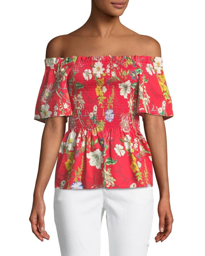 Penn Off-the-shoulder Floral-print Blouse