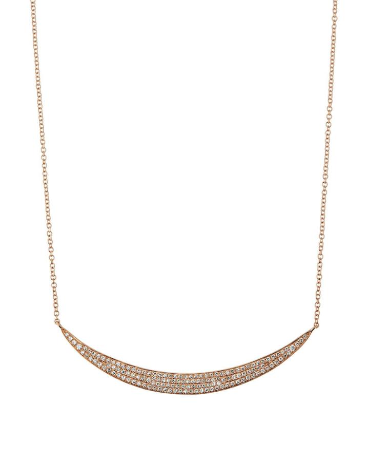 14k Rose Gold Diamond Jumbo Crescent Necklace
