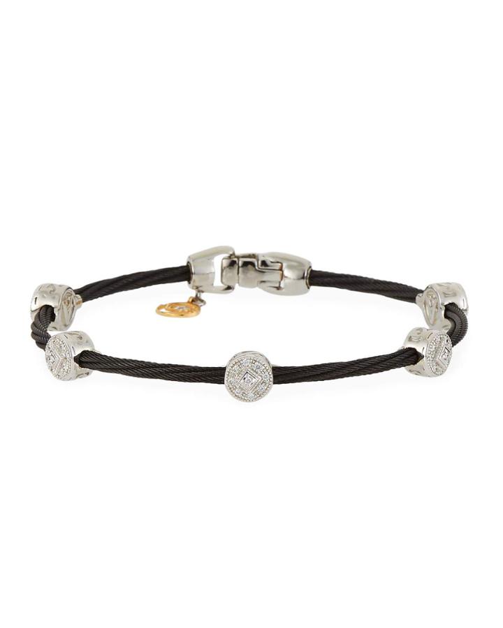 Diamond 5-circle Cable Bangle, Black
