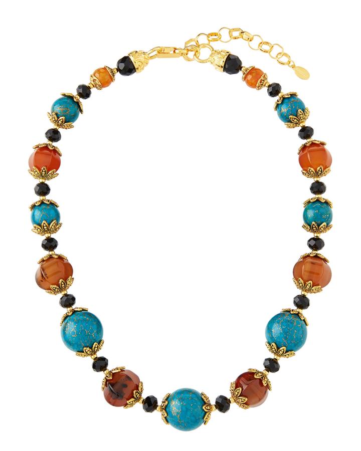 Turquoise & Carnelian Crystal Necklace
