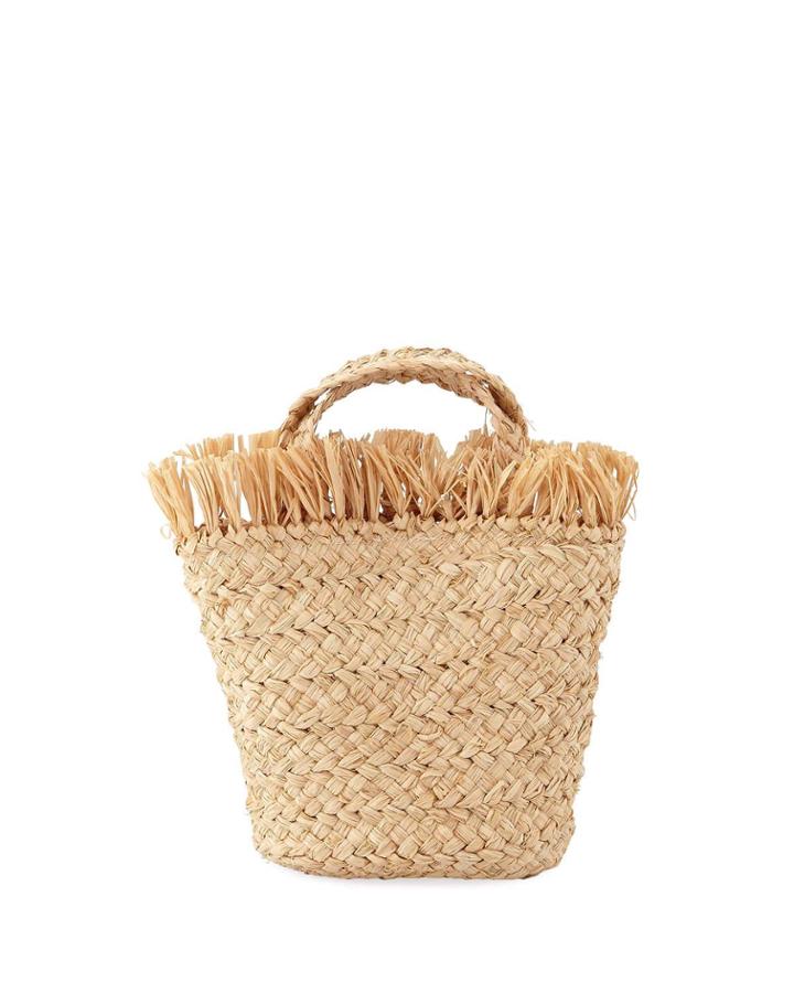Mini Frayed Top Raffia Tote Bag