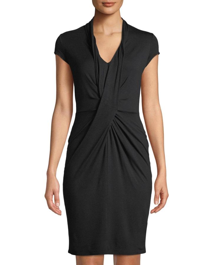 Draped V-neck Jersey Dress