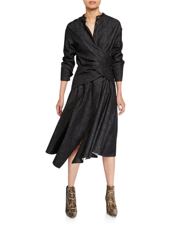 Long-sleeve Asymmetric Dress