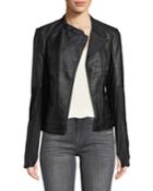Ryder Faux-leather Moto Jacket With Stretch-knit Inserts