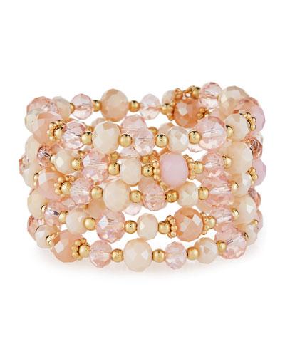 Multihued Crystal Wire-wrap Bracelet, Pinks