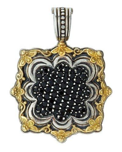 Square Pave Black Diamond Pendant Enhancer