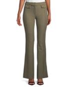 Check Flare-leg Trousers With Flap Details