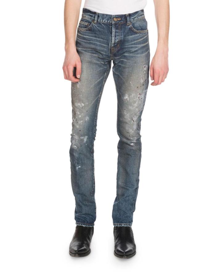 Men's Slim-fit Painted Jeans