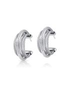 Classique Micro-cable Pave Diamond Hoop Earrings, Gray