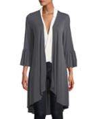 Flare-sleeve Jersey Duster Cardigan, Charcoal
