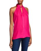 Regan High-neck Silk Halter Top